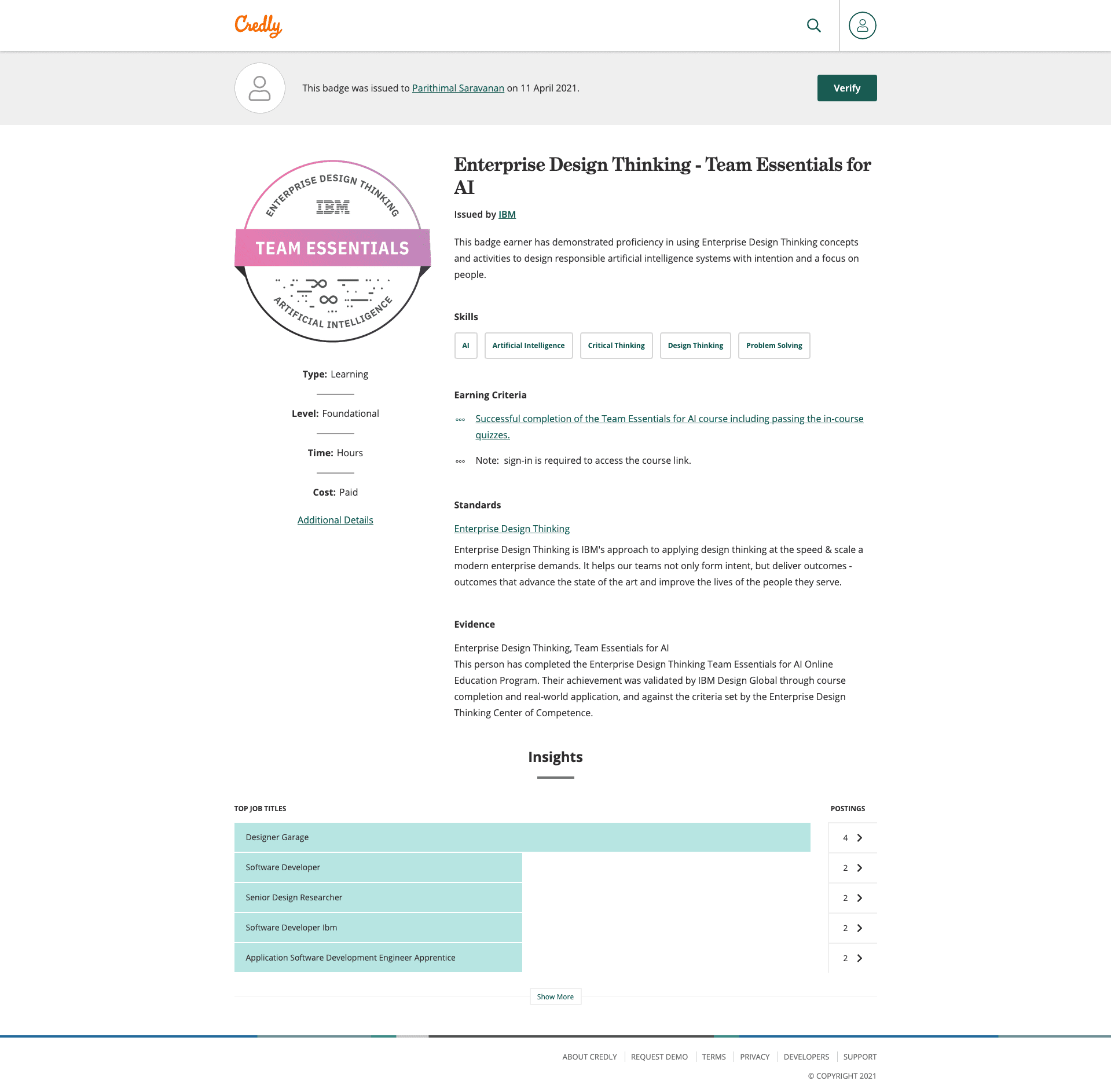 Enterprise Design Thinking: Team Essentials for AI