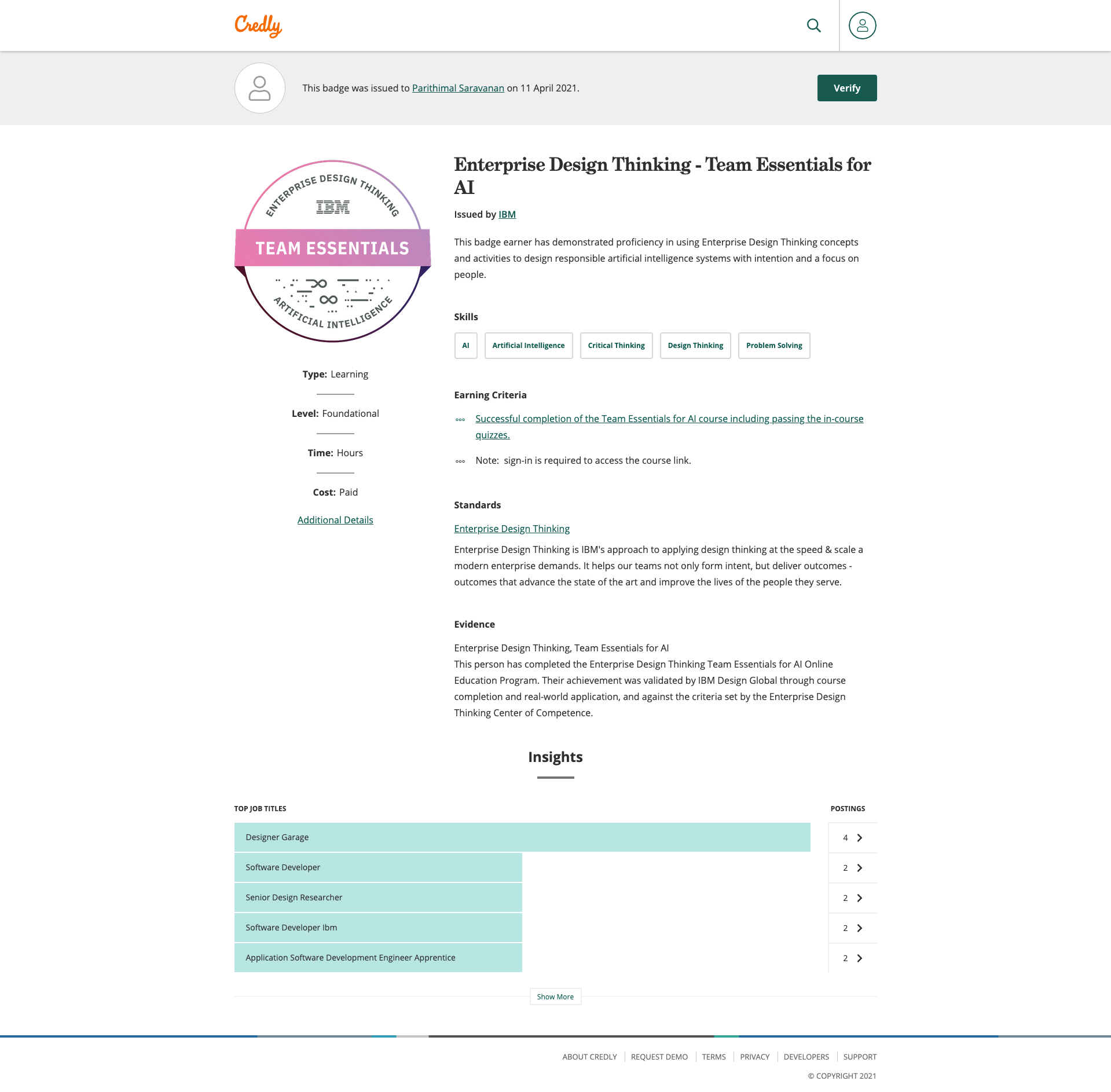 Enterprise Design Thinking: Team Essentials for AI